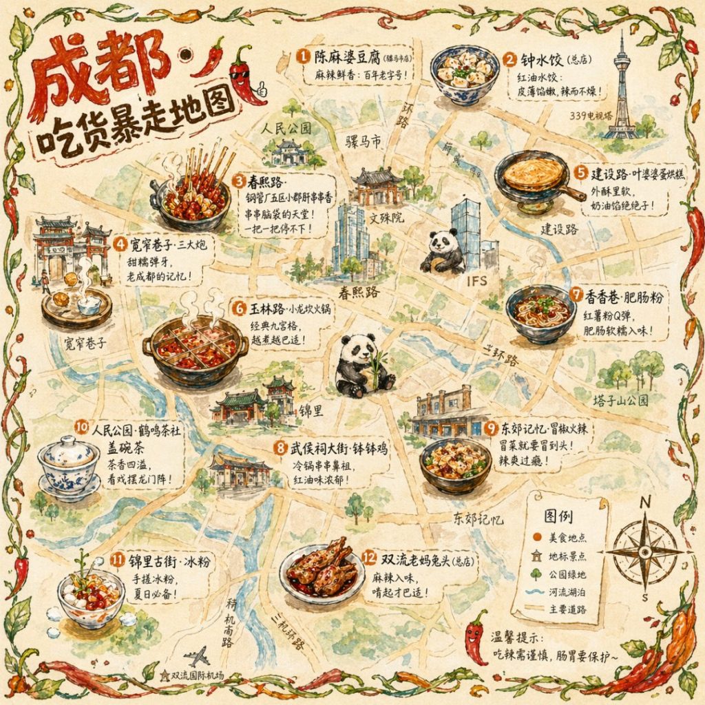 Chengdu Food Map Illustration