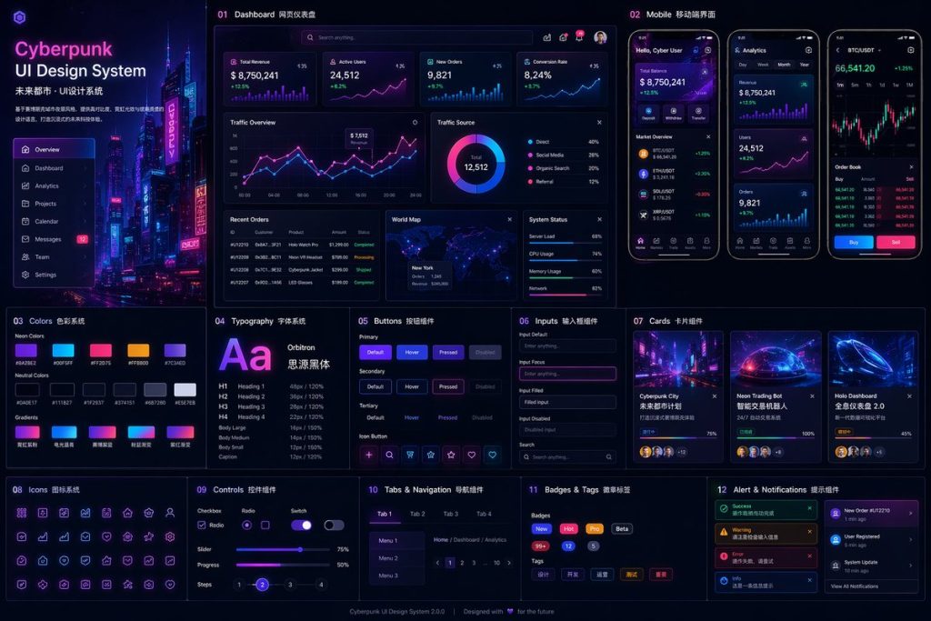 Cyberpunk Neon UI Design System